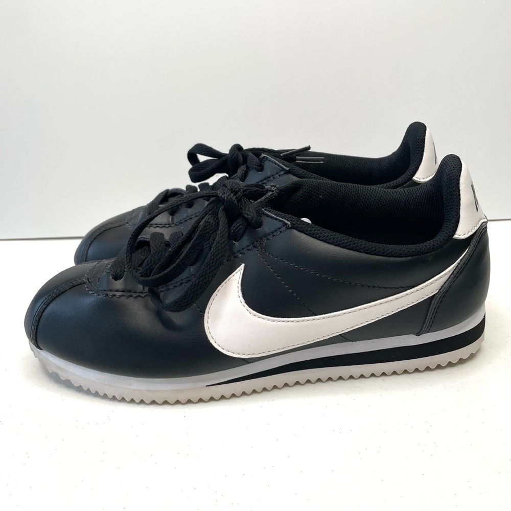 Nike Women’s Cortez Black & White Sneakers - Picture 5 of 14